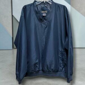 Tres Bien Mens Navy Blue V-Neck Pullover Windbreaker‎ Jacket XL Golf
